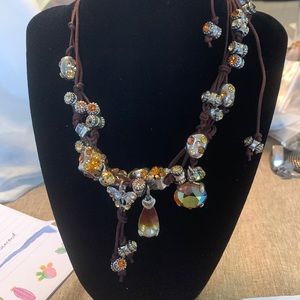 Rodrigo Otazu classic leather and crystal necklace